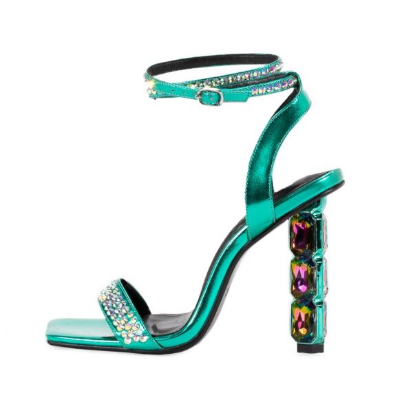 Green Twizzler Diamond Heels with Crystals