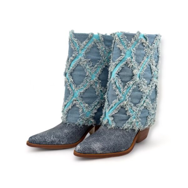 Gram Glam Blue and Turquoise Denim Boot