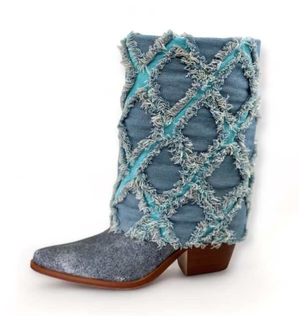 Gram Glam Blue and Turquoise Denim Boot
